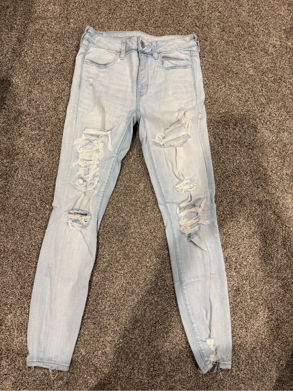 American Eagle Outfitters Light Blue Ripped Skinny Jeans